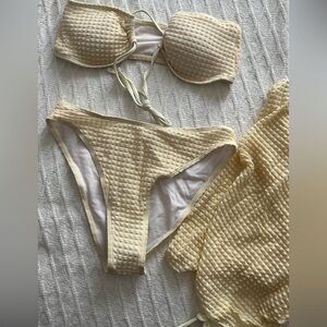 Women’s Cream Criss-Cross Halter Top with cover up included